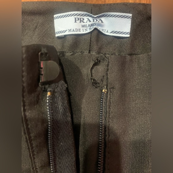 Prada Women’s Pants 42 Black White Colorblock Straight Leg Trousers - Picture 6 of 6